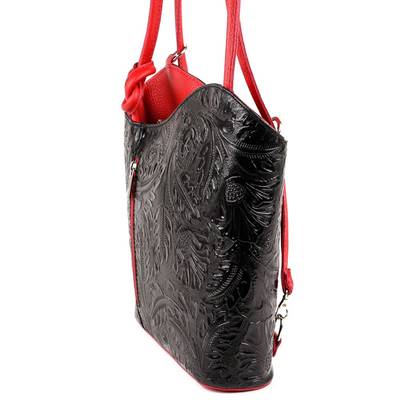 Fekete-piros bőr női táska