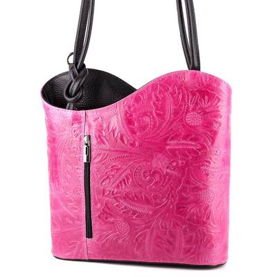 Pink-fekete bőr női táska