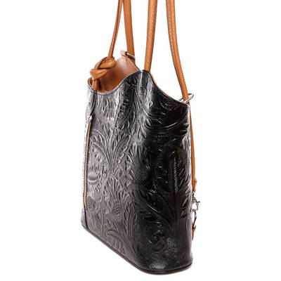Fekete-barna bőr női táska