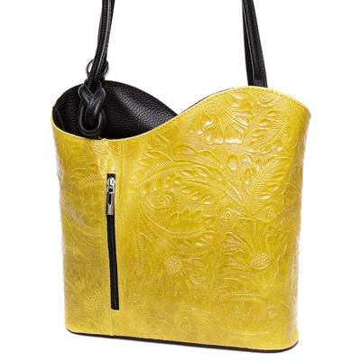 Sárga-fekete bőr női táska
