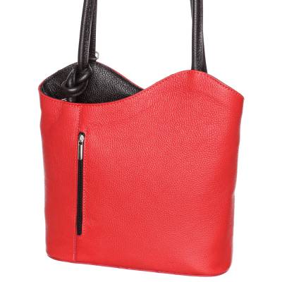 Piros-fekete bőr női táska