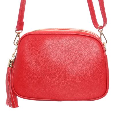 Piros női bőr táska
